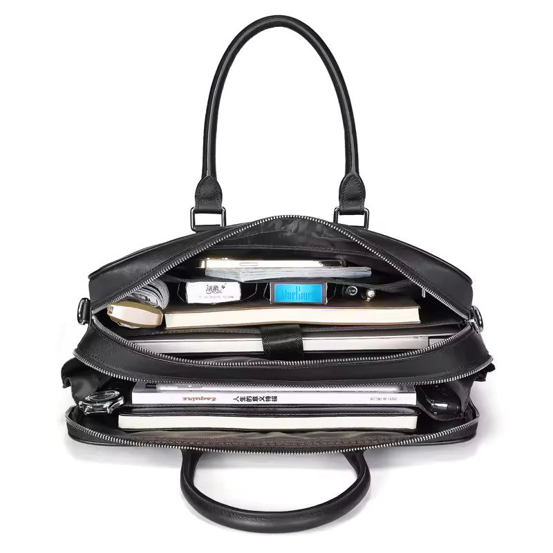 Mamik Essentials - Sac Messager en Cuir de Vachette Authentique pour ordinateurs 14"