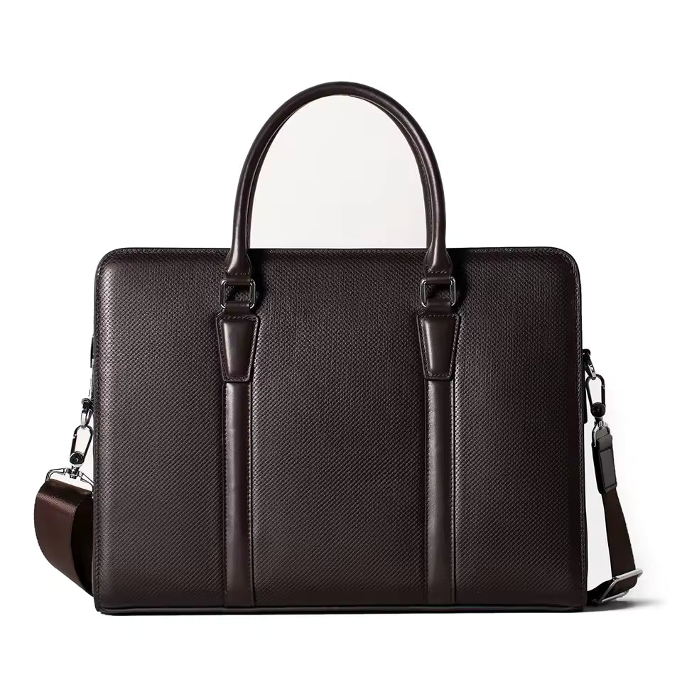 Mamik Prestige - Sac à main à serrure à combinaison en cuir véritable 14"
