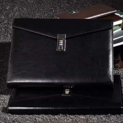 Porte-Documents Sécurisé à Cadenas & Mot de Passe en Cuir