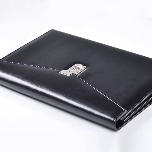 Porte-Documents Sécurisé à Cadenas & Mot de Passe en Cuir
