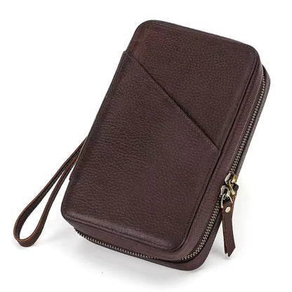 Pochette Zippée en Cuir Véritable Fait Main – L'Organisateur d'Accessoires Premium