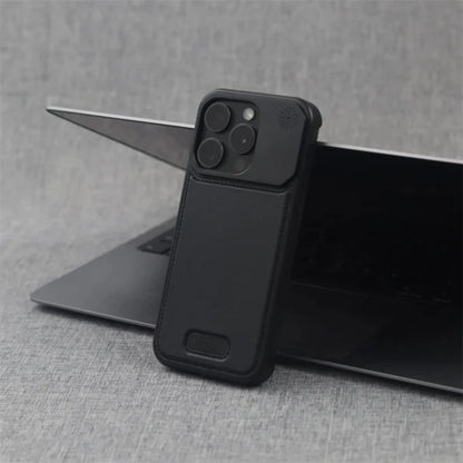Étui de téléphone magnétique en cuir et alliage d'aluminium pour iPhone 16