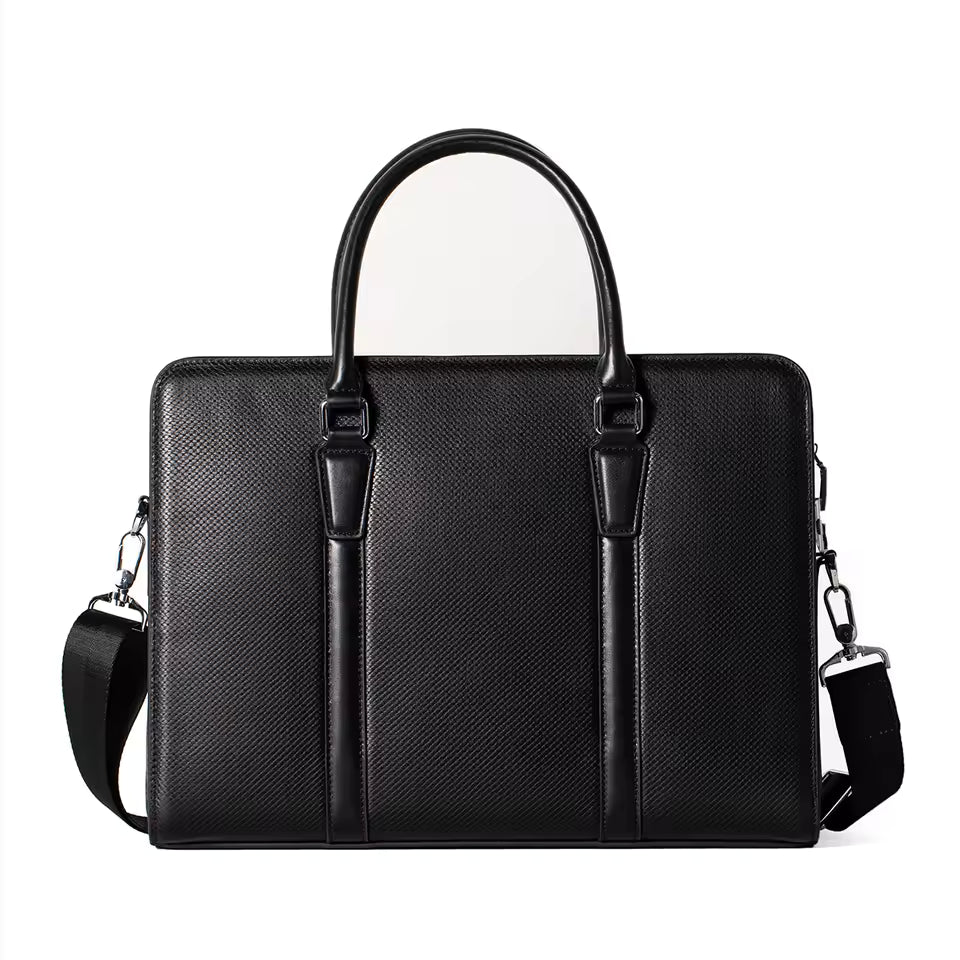 Mamik Prestige - Sac à main à serrure à combinaison en cuir véritable 14"