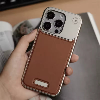 Étui de téléphone magnétique en cuir et alliage d'aluminium pour iPhone 16