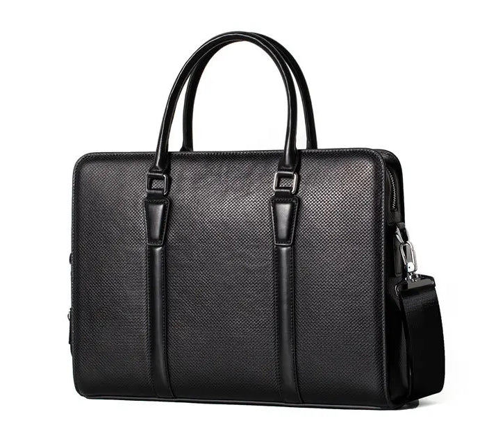 Mamik Prestige - Sac à main à serrure à combinaison en cuir véritable 14"