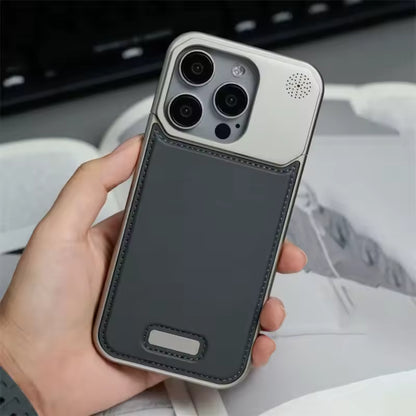 Étui de téléphone magnétique en cuir et alliage d'aluminium pour iPhone 16