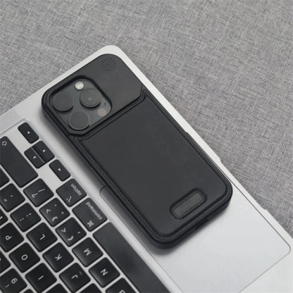 Étui de téléphone magnétique en cuir et alliage d'aluminium pour iPhone 16